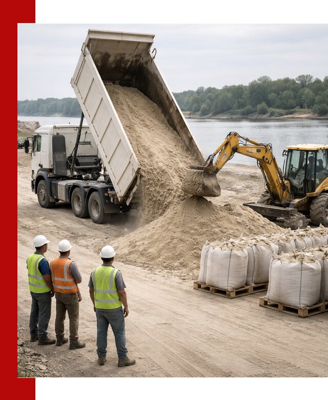 Доставка речного песка в Валуйках самосвалами и погрузкой
