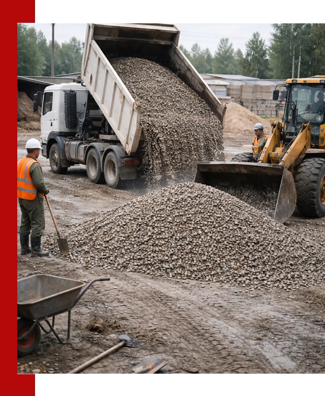 Мытый гравий с доставкой в Валуйках от карьера до участка