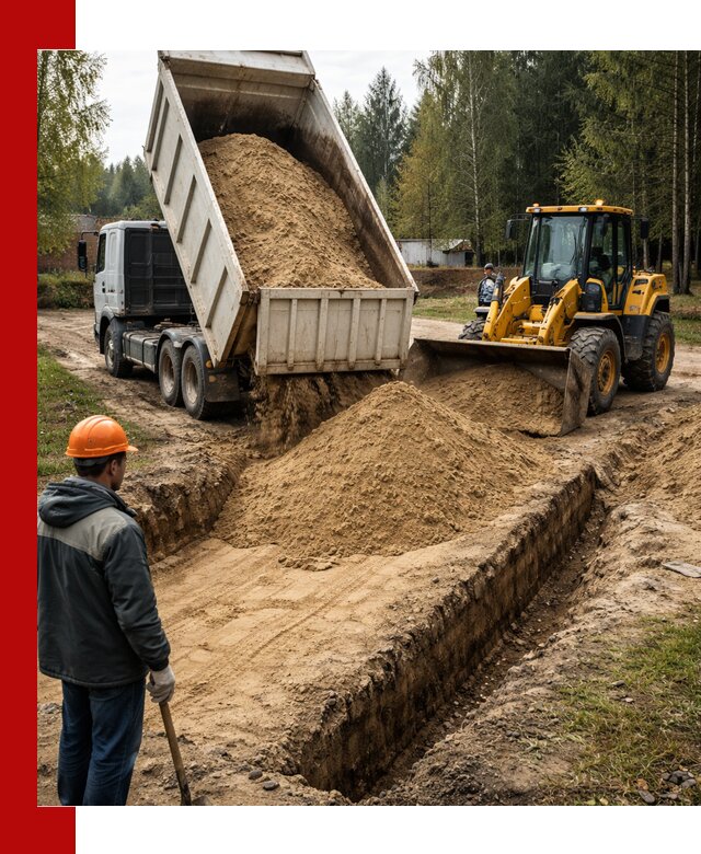 Доставка песчаного грунта в Валуйках для строительных работ