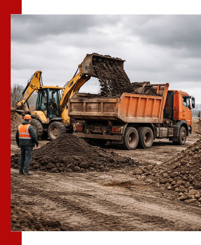 Вывоз грунта и строительного мусора в Валуйках грузовыми самосвалами