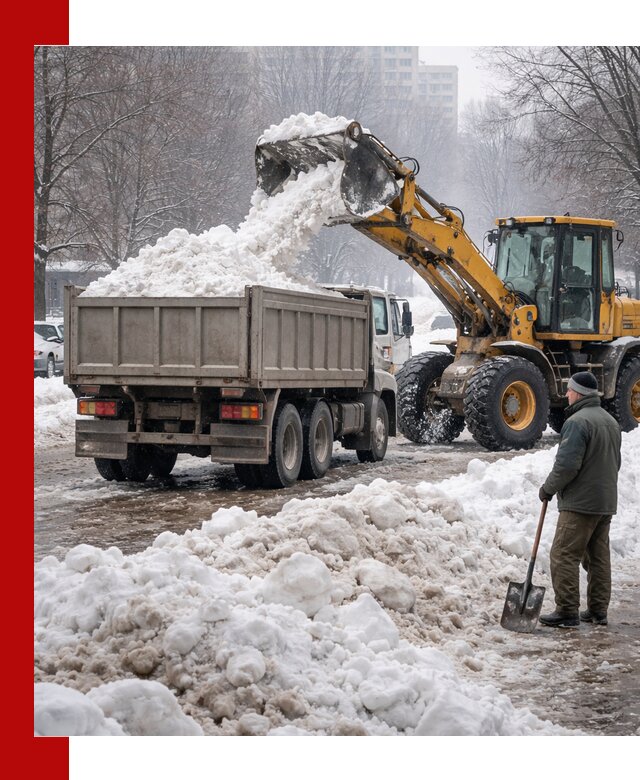 Вывоз снега грузовой техникой в Валуйках оперативно и чисто