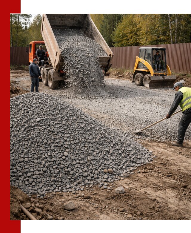 Отсыпка участка щебнем с доставкой и уплотнением в Валуйках