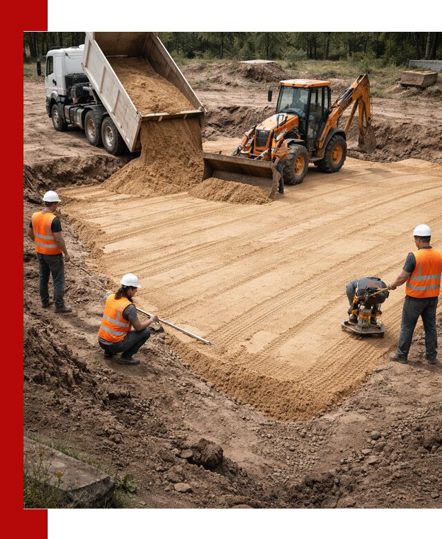 Устройство песчаной подушки для фундаментов и дорог в Валуйках